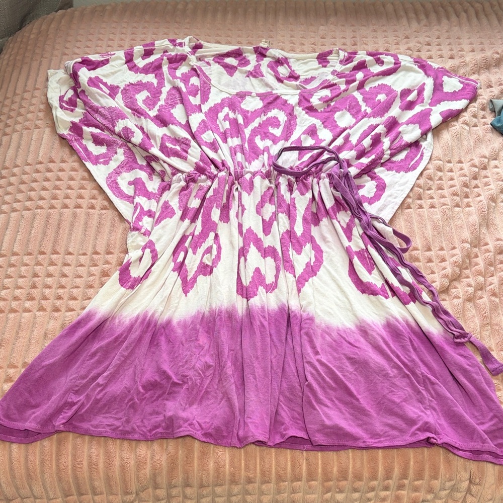 Pink Lotus Purple and White Swim Coverup